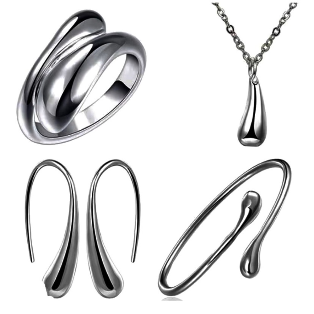 Chic Silver Teardrop Necklace Set - Picture 5 of 5